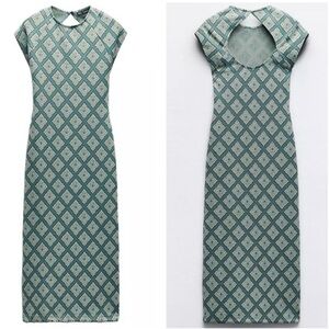 Zara geometric print midi pencil dress.